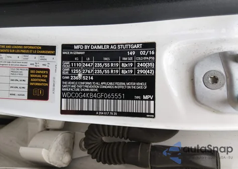 2016 Mercedes-Benz Glc 300 4Matic from USA, damaged, VIN WDC0G4KB4GF065551